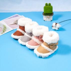 img 3 attached to Infant Baby Boys Girls Plush Winter Snow Boots Cowboy Tassels Bowknot Ankle Side Zipper Soft Sole Toddler Newborn Warm First Walker Crib Outdoor Shoes
