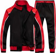 men's full zip warm tracksuit athletic sports set casual sweat suit logo