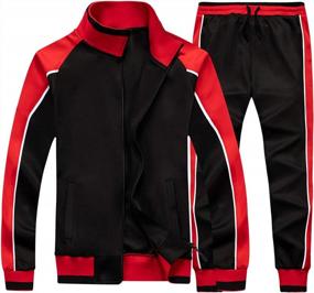 img 4 attached to Men'S Full Zip Warm Tracksuit Athletic Sports Set Casual Sweat Suit
