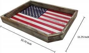 img 2 attached to Rustic Torched Wood Serving Tray - American Flag Design Decorative Ottoman Coffee Table Display