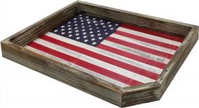 img 4 attached to Rustic Torched Wood Serving Tray - American Flag Design Decorative Ottoman Coffee Table Display