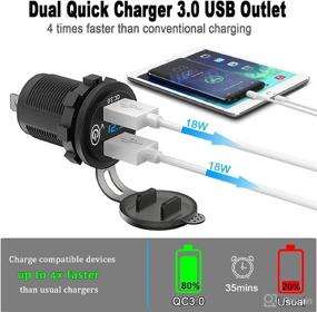 img 3 attached to Quick Charge 3.0 12V USB Outlet: Dual USB Car Charger with Power Switch, LED Voltmeter, Waterproof - Ideal for Car Boat Motorcycle RV ATV