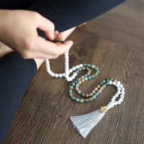 img 2 attached to Ethnic Charm: COAI Hand Knotted Tassel Stone Mala Necklace With 108 Beads