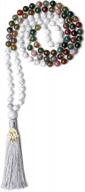 ethnic charm: coai hand knotted tassel stone mala necklace with 108 beads logo