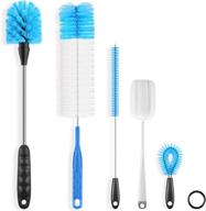🧼 ultimate 5 pack bottle cleaner brush set: long handle brushes for washing narrow neck beer bottles, wine decanters, pipes, sinks! perfect beer brewing supplies and more! логотип