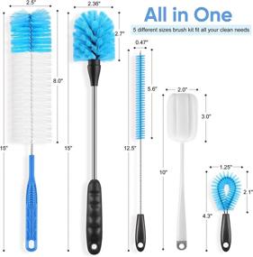 img 3 attached to 🧼 Ultimate 5 Pack Bottle Cleaner Brush Set: Long Handle Brushes for Washing Narrow Neck Beer Bottles, Wine Decanters, Pipes, Sinks! Perfect Beer Brewing Supplies and More!