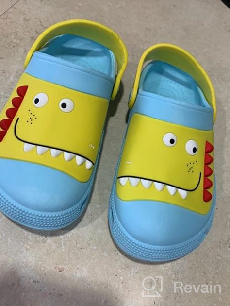 img 1 attached to 🦕 Adorable RJVW Dinosaur Slippers for Toddlers: Comfortable Cartoon Boys' Shoes in Clogs & Mules review by Omar Card