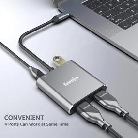 img 1 attached to USB C To Dual HDMI Adapter, 4K Thunderbolt 3 To 2 HDMI 1 In 2 Out Switch Splitter, USB 3.0 Hub And Type C To HDMI Converter For MacBook/MacBook Pro 2020/2019/2018, MacBook Air 2020/IPad Pro 2020