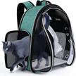 airline-approved cat carrier backpack with bubble window - space capsule dog backpack carrier for small pets, puppies, dogs, and bunnies ideal for outdoor hiking and traveling (green) logo