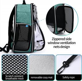 img 2 attached to Airline-Approved Cat Carrier Backpack With Bubble Window - Space Capsule Dog Backpack Carrier For Small Pets, Puppies, Dogs, And Bunnies Ideal For Outdoor Hiking And Traveling (Green)
