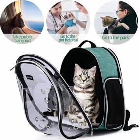 img 1 attached to Airline-Approved Cat Carrier Backpack With Bubble Window - Space Capsule Dog Backpack Carrier For Small Pets, Puppies, Dogs, And Bunnies Ideal For Outdoor Hiking And Traveling (Green)