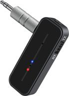 ultimate wireless bluetooth aux car adapter: portable mini music receiver transmitter with mic & hands-free calling - home stereo, car audio, headset, tv, fast charging logo