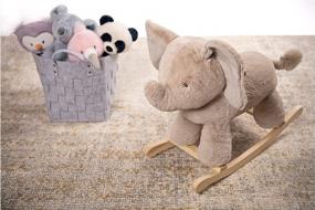 img 2 attached to GUND Gray Elephant Rocker Plush Stuffed Animal Nursery Decor - 23" Wooden Base