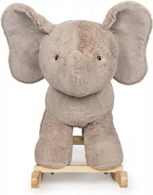 img 3 attached to GUND Gray Elephant Rocker Plush Stuffed Animal Nursery Decor - 23" Wooden Base