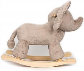 img 1 attached to GUND Gray Elephant Rocker Plush Stuffed Animal Nursery Decor - 23" Wooden Base