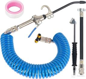 img 4 attached to YiaChuii Semi Truck Air Blower Kit - Heavy Duty Blow Gun, 30 FT 🚛 Blue Hose Coil, Long Nozzle Duster, Tire Air Chuck, for Semi Truck Cab Air Seat
