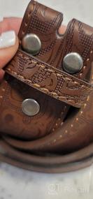 img 5 attached to 👉 Embossed Western Scrollwork Brown Leather Men's Belt Accessories