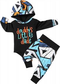img 4 attached to Newborn Baby Boy Clothes Plaid Letter Print Hoodie And Long Pants Set - Fall Winter Outfits