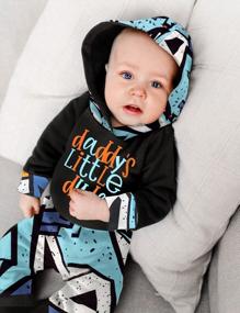 img 3 attached to Newborn Baby Boy Clothes Plaid Letter Print Hoodie And Long Pants Set - Fall Winter Outfits