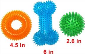 img 3 attached to Non-Toxic Dog Squeaky Toys Value Set - TPR Rubber Puppy Chew Toys For Small Medium Dogs, Teething Fetch Balls For Dogs, Spikey Pet Toss & Fetch Toys For Puppies.