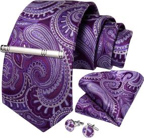 img 3 attached to 🌹 DiBanGu Paisley Necktie and Pocket Square Set: Men's Accessories Excellence in Ties, Cummerbunds & Pocket Squares