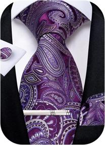 img 4 attached to 🌹 DiBanGu Paisley Necktie and Pocket Square Set: Men's Accessories Excellence in Ties, Cummerbunds & Pocket Squares