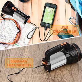 img 2 attached to CSNDICE 8800 Lumens Rechargeable Searchlight With Large Capacity Battery And USB Power Bank Feature – Waterproof And High Power Flashlight For Ultimate Outdoor Adventure