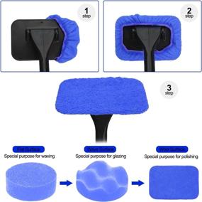 img 2 attached to 🧽 XINDELL Windshield Wiper Tools 5 Pack Replaced Microfiber Cleaning Clothes: Washable and Reusable Cleaning Pads - Blue, Square, 5 Inch Diameter