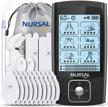 nursal tens electrotherapy device with 24 modes & 14 electrode pads for pain relief & muscle conditioning, rechargeable dual channel ems stimulator for pain management logo