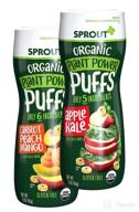 🍏 sprout organic baby food, stage 2 snacks, carrot mango and apple kale plant power baby puffs variety pack, 1.5 oz canister - 6 count logo