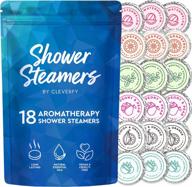 18-pack cleverfy shower steamers with essential oils - aromatherapy shower bombs for self-care and relaxation. perfect christmas gifts for men and women in blue. logo