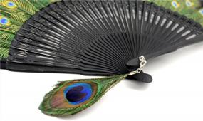 img 1 attached to Stay Cool In Style: OMyTea Peacock Folding Fan For Women In Asian Oriental Theme - Perfect For Weddings, Parties, And Gifts