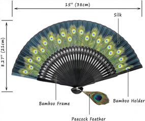 img 3 attached to Stay Cool In Style: OMyTea Peacock Folding Fan For Women In Asian Oriental Theme - Perfect For Weddings, Parties, And Gifts
