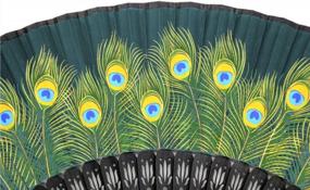 img 2 attached to Stay Cool In Style: OMyTea Peacock Folding Fan For Women In Asian Oriental Theme - Perfect For Weddings, Parties, And Gifts