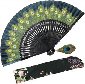 img 4 attached to Stay Cool In Style: OMyTea Peacock Folding Fan For Women In Asian Oriental Theme - Perfect For Weddings, Parties, And Gifts