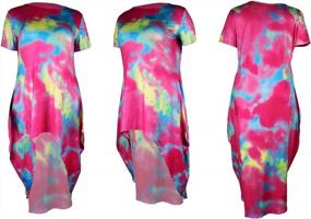 img 3 attached to Trendy Tie-Dye & Color Block Plus Size Outfit - DINGANG 2 Piece Set With One Shoulder Top And Shorts