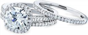 img 3 attached to Stunning Kobelli Cushion Brilliant Moissanite Halo Bridal Wedding Ring Set - 2 1/2 CTW In Luxurious 14K White Gold