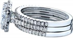 img 2 attached to Stunning Kobelli Cushion Brilliant Moissanite Halo Bridal Wedding Ring Set - 2 1/2 CTW In Luxurious 14K White Gold