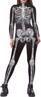 fixmatti women's halloween party costume: skull print long sleeve jumpsuit outfit - spook-tacular style! logo