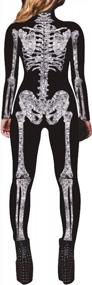 img 3 attached to Fixmatti Women's Halloween Party Costume: Skull Print Long Sleeve Jumpsuit Outfit - Spook-tacular Style!