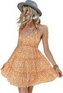 sollinarry women v neck button sleeveless spaghetti strap leopard casual mini dress ruffle swing summer short dress logo