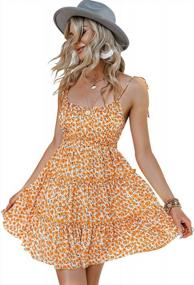 img 4 attached to Sollinarry Women V Neck Button Sleeveless Spaghetti Strap Leopard Casual Mini Dress Ruffle Swing Summer Short Dress