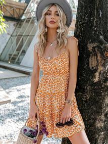 img 2 attached to Sollinarry Women V Neck Button Sleeveless Spaghetti Strap Leopard Casual Mini Dress Ruffle Swing Summer Short Dress