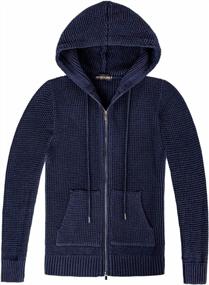 img 1 attached to Men'S Full Zip Hooded Cardigan Sweater Jacket With Pockets - VOBOOM Casual Knitted Sweater