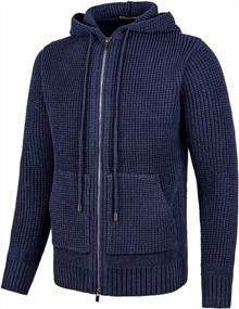 img 3 attached to Men'S Full Zip Hooded Cardigan Sweater Jacket With Pockets - VOBOOM Casual Knitted Sweater