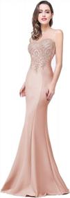 img 4 attached to Long Nude Pink Mermaid Evening Formal Dress With Sleeveless Pink Lace Appliques For Women, Size 6