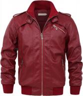 stylish chouyatou men's lightweight pu leather bomber jacket with full zip and quilted detail logo