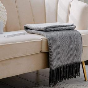 img 1 attached to Charcoal Stripe Throw Blanket - Lightweight & Extra Soft For Couch, Bedroom, Office | 50X60 Inch VEEYOO Knitted Tassels Decor Gift