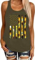 4th of july american flag print tank top for women - ferrtye womens sunflower sleeveless loose fit summer shirt logo