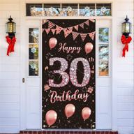 🎉 rose gold 30th birthday banner: decorations, door cover & backdrop supplies for her women – happy 30th birthday poster sign decor логотип